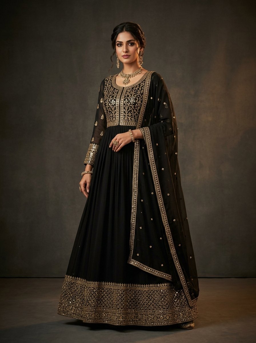 Midnight Noir Georgette Suit