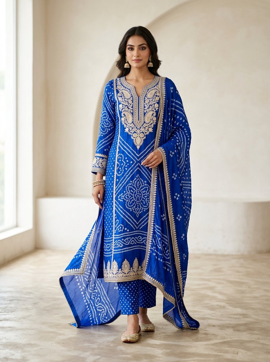 Royal Blue Bandhani Suit